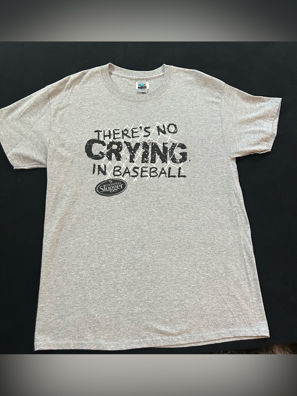 Grey Unisex SS size Large 'There's No Crying in Baseball' Tee•Louisville Slugger